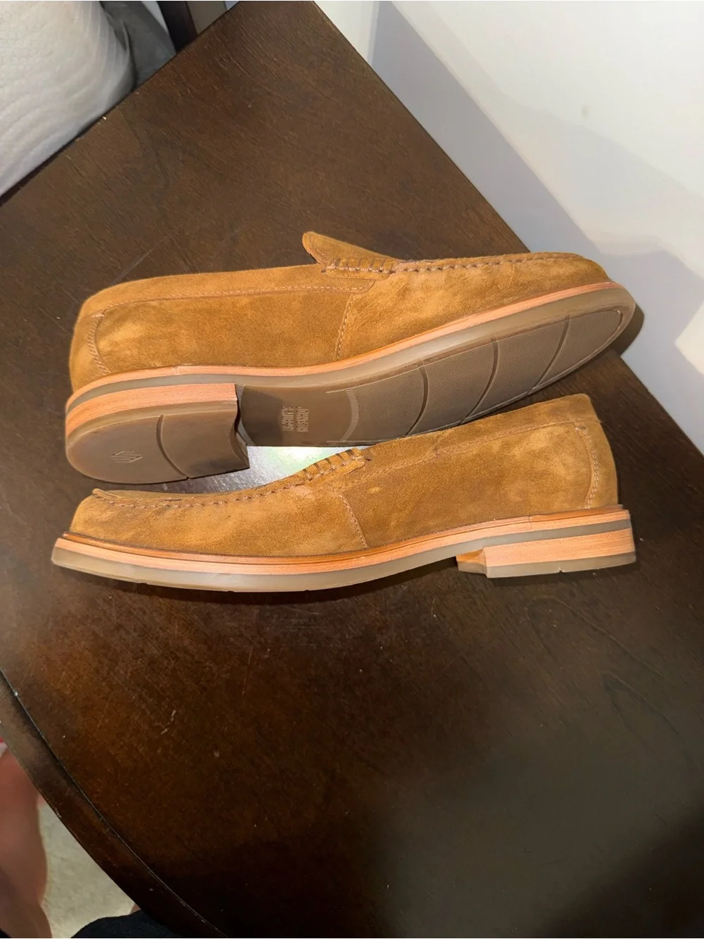 Johnston & Murphy Men's Suede Loafers in Cognac Tan